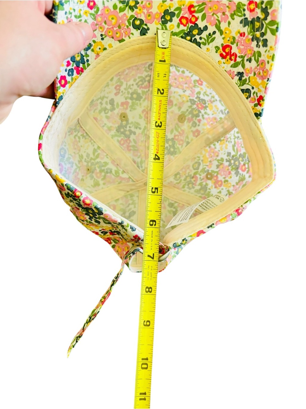 Women’s OS Adjustable Whimsical Floral Print Baseball Cap - Pink & Green - Picture 8 of 8